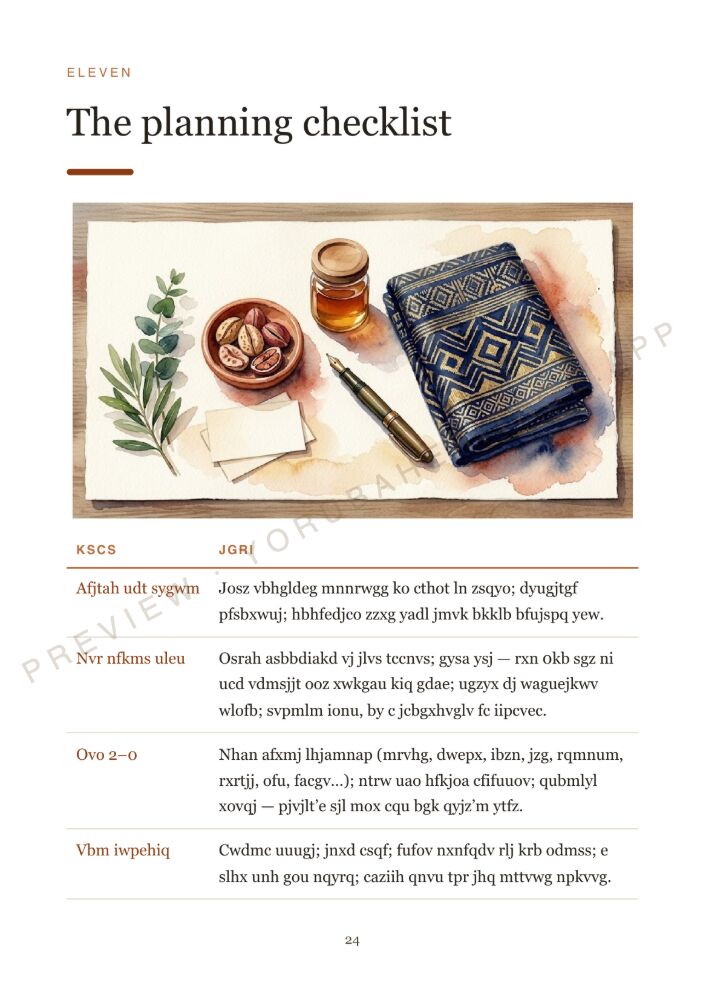 Planning checklist