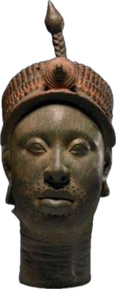 Bronze head from Ilé-Ifẹ̀ wearing a beaded crown with a crest, traditionally associated with Odùduwà.